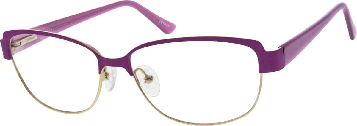 Purple Stainless Steel Full Rim Frame With Acetate Temples And Spring Hinges 6727 Zenni