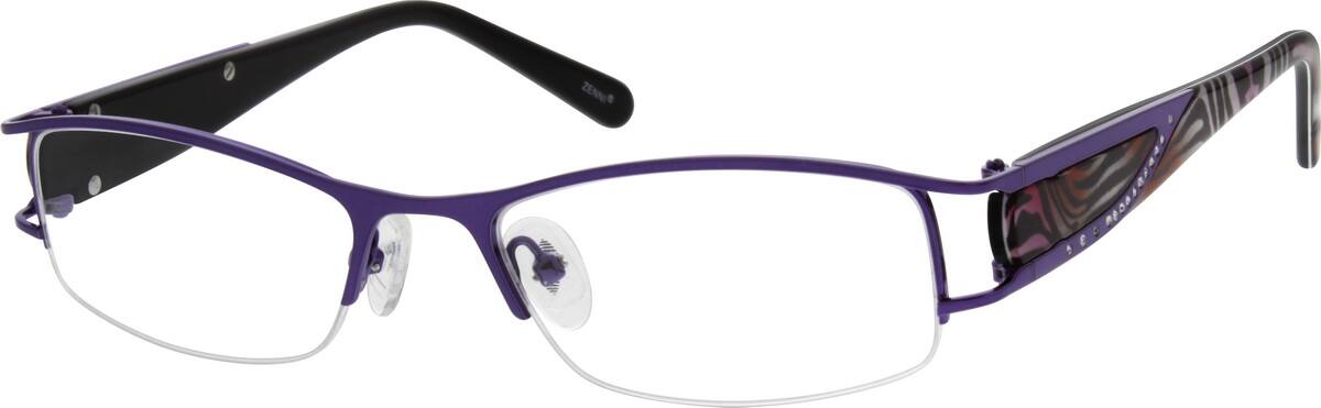 Purple Stainless Steel Half Rim Frame With Acetate Temples 6741 Zenni Optical Eyeglasses