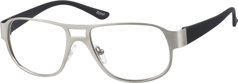 Silver Stainless Steel Full-Rim Frame With Plastic Temples 676011 Men Full Rim Mixed Materials Eyeglasses #676011