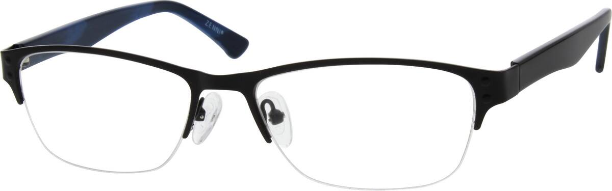 Black Stainless Steel Half-Rim Frame with Acetate Temples 676221 Women Half Rim Mixed Materials Eyeglasses #676221