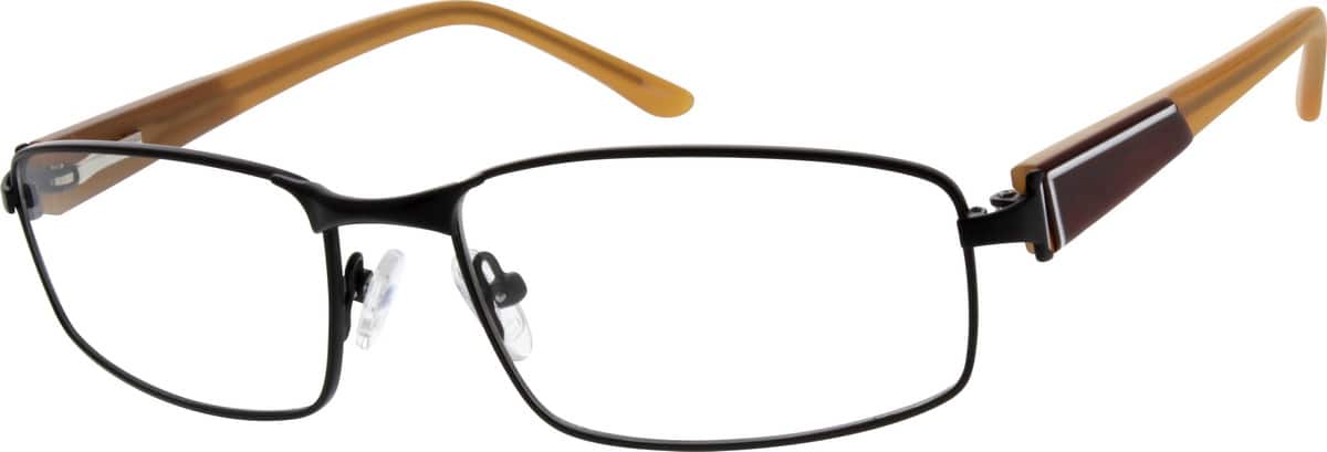 Black Stainless Steel Full-Rim Frame with Acetate Temples and Spring Hinges 677921 Men Full Rim Mixed Materials Eyeglasses #677921