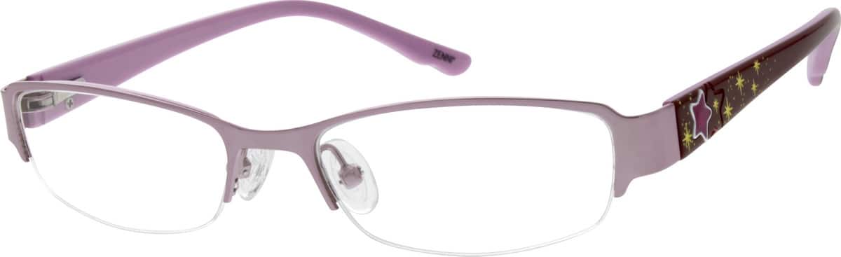 Pink Children's Stainless Steel Half-Rim Frame with Acetate Temples and Spring Hinges 678719 Girl Half Rim Mixed Materials Eyeglasses #678719