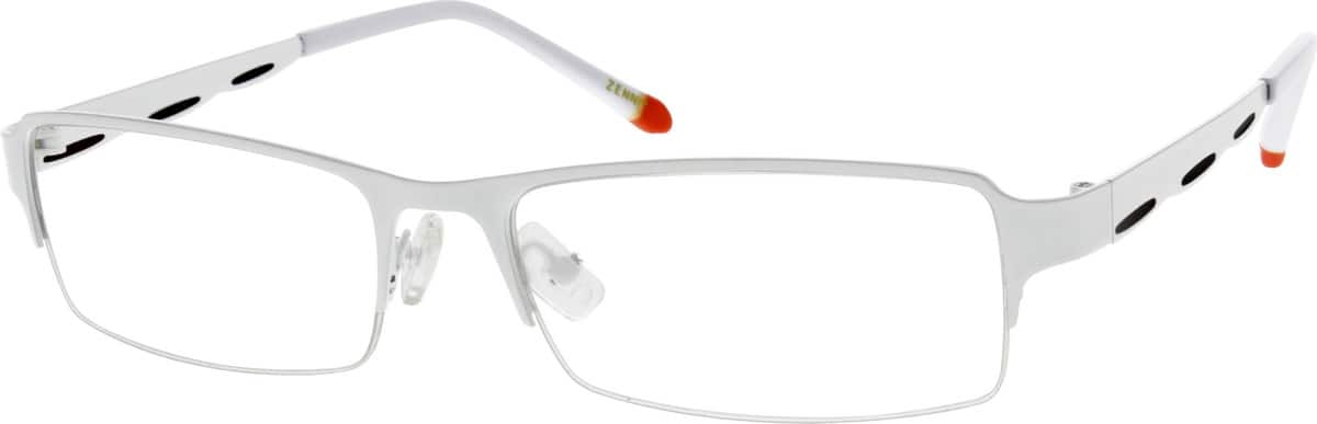 White Stainless Steel Half-Rim Frame 681130 Unisex Half Rim Stainless Steel Eyeglasses #681130