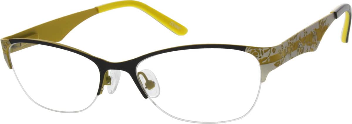 Black Stainless Steel Half-Rim Frame with Spring Hinges 698421 Women Half Rim Stainless Steel Eyeglasses #698421