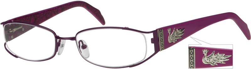 Purple Stainless Steel Frame With Design On Acetate Temples 7142 Zenni Optical Eyeglasses