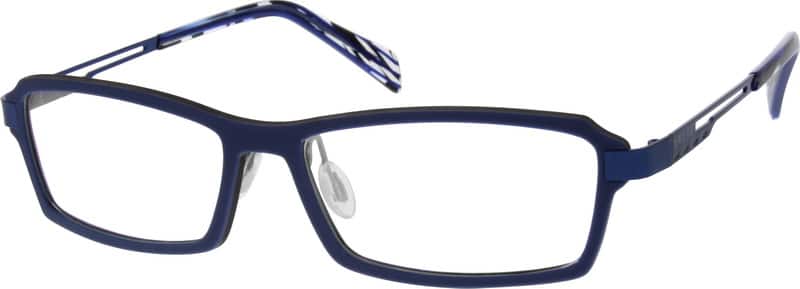 Blue Flexible Plastic Full Rim Frames With Stainless Steel Temples 729216 Men Full Rim Mixed Materials Eyeglasses #729216