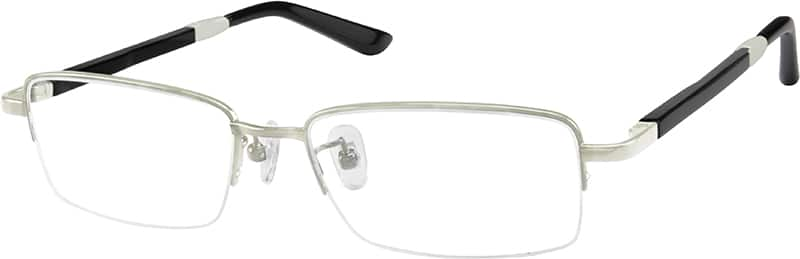 Silver Stainless Steel Half Rim Frame With Acetate Temples 7358 Zenni Optical Eyeglasses 3780