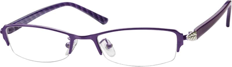 Purple Stainless Steel Half Rim Frame With Acetate Temples 7377