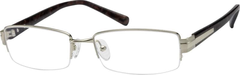 Silver Metal Alloy Half Rim Frame With Acetate Temples 7537 Zenni Optical Eyeglasses 6478