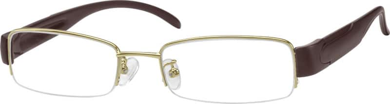 Gold Metal Alloy Half-Rim Frame with Plastic Temples 754414 Men Half Rim Mixed Materials Eyeglasses #754414