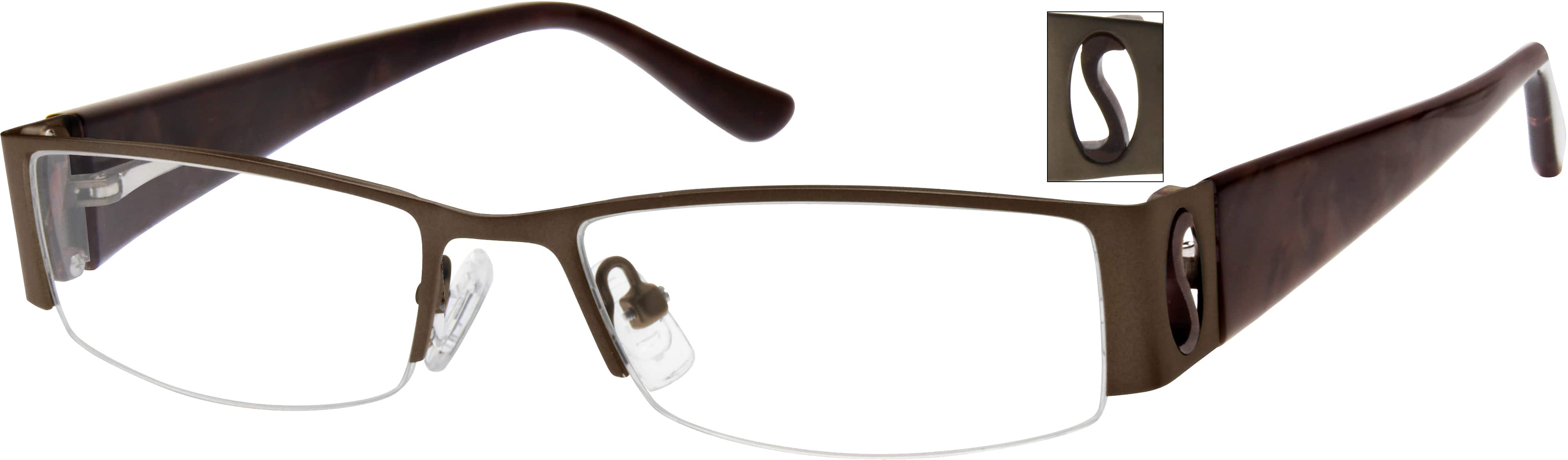 Black Stainless Steel Half Rim Frame With Acetate Temples And Spring Hinges 7552 Zenni 0281