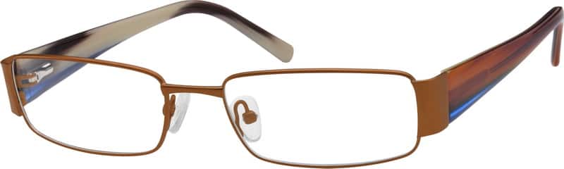 Brown Stainless Steel Full-Rim Frame with Acetate Temples 762015 Men Full Rim Mixed Materials Eyeglasses #762015