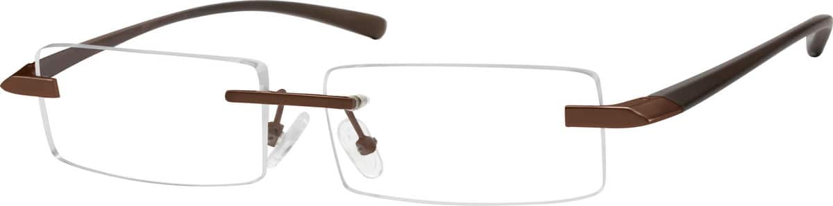 Brown 7632 Rimless Metal Alloy Frame with Designer Plastic Temples Brown 7632 Rimless Metal Alloy Frame with Designer Plastic Temples