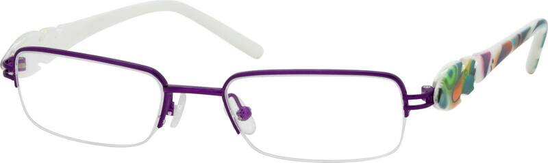 Purple Children's Metal Alloy Half Rim Frame with Acetate Temples 763917 Girl Half Rim Mixed Materials Eyeglasses #763917
