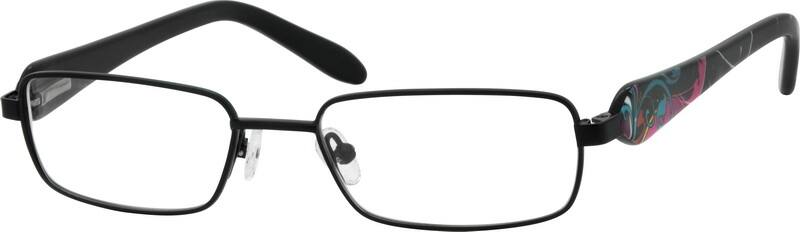 Black Children's Metal Alloy Full-Rim Frame with Acetate Temples and Spring Hinges 764021 Kids Full Rim Mixed Materials Eyeglasses #764021