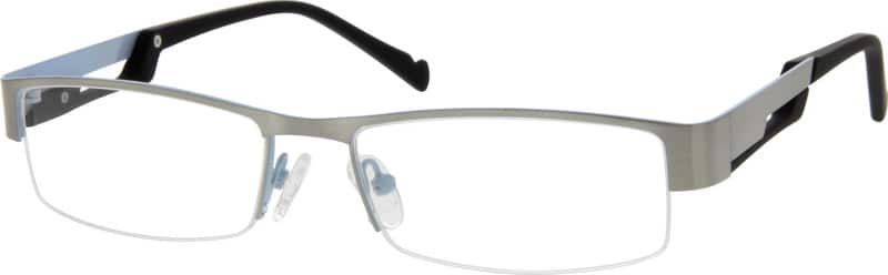 Silver Stainless Steel Half-Rim Frame with Plastic Temples 766811 Men Half Rim Mixed Materials Eyeglasses #766811