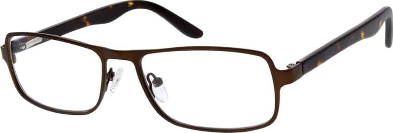 Brown Stainless Steel Full-Rim Frame with Acetate Temples and Spring Hinges 769515 Unisex Full Rim Mixed Materials Eyeglasses #769515