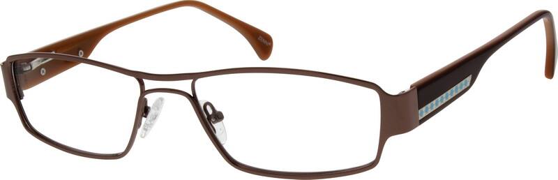 Brown Stainless Steel Full-Rim Frame With Acetate Temples And Spring Hinges 777315 Men Full Rim Mixed Materials Eyeglasses #777315