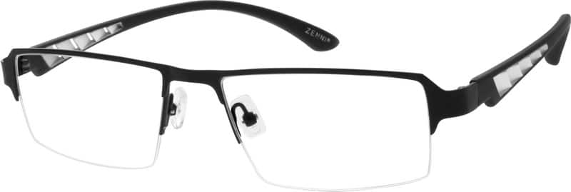 Black Stainless Steel Half-Rim Frame with Plastic Temples 778721 Men Half Rim Mixed Materials Eyeglasses #778721