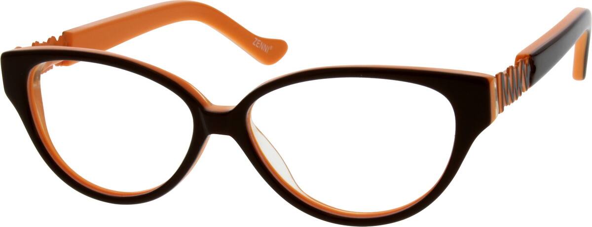 Brown Children's Acetate Full-Rim Frame With Spring Hinges 781315 Girl Full Rim Mixed Materials Eyeglasses #781315