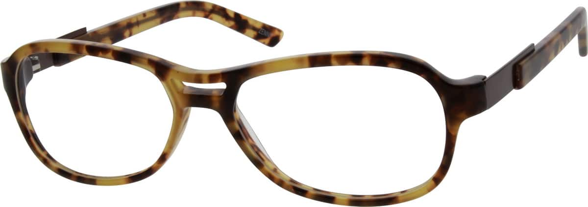 Brown Acetate Full-Rim Frame with Stainless Steel Temples 782925 Unisex Full Rim Mixed Materials Eyeglasses #782925