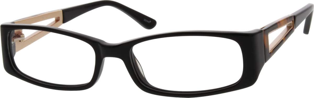 Black Acetate Full-Rim Frame with Metal Alloy Temples 783121 Women Full Rim Mixed Materials Eyeglasses #783121