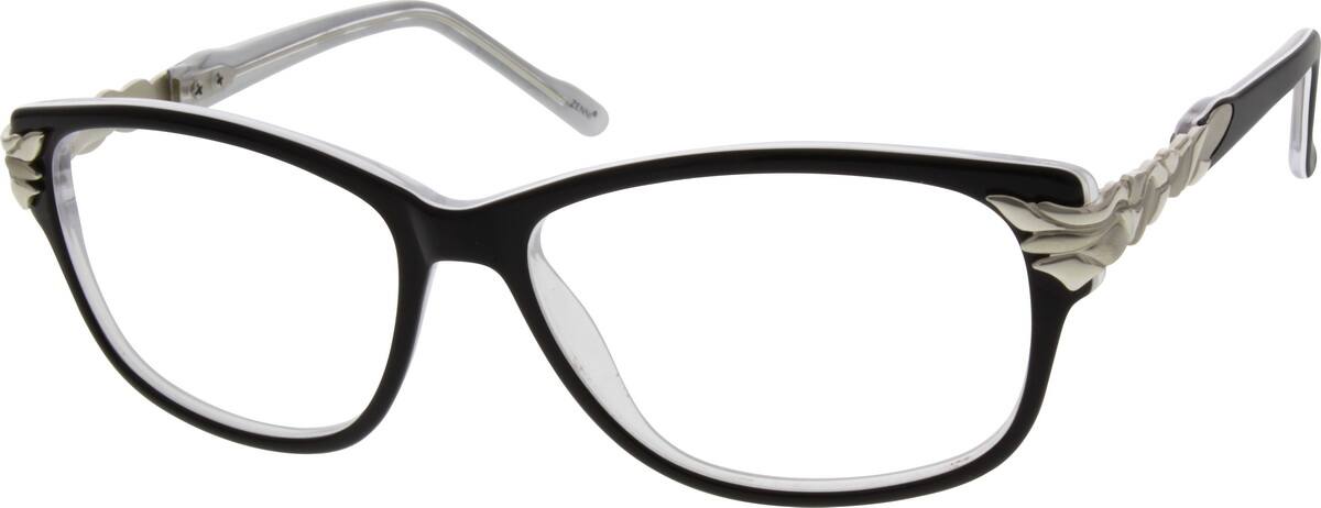 Black Acetate Full-Rim Frame with Metal Alloy Temples And Spring Hinges 784321 Women Full Rim Mixed Materials Eyeglasses #784321