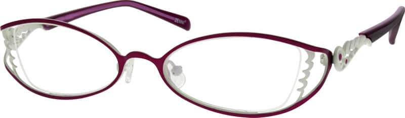 Purple Partial Rim Stainless Steel Frame with Design Temples 795717 Women Half Rim Stainless Steel Eyeglasses #795717
