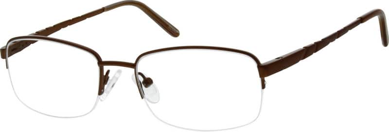 Brown Stainless Steel Half-Rim Frame With Spring Hinges (Same Appearance as Frame #4522) 952215 Men Half Rim Stainless Steel Eyeglasses #952215