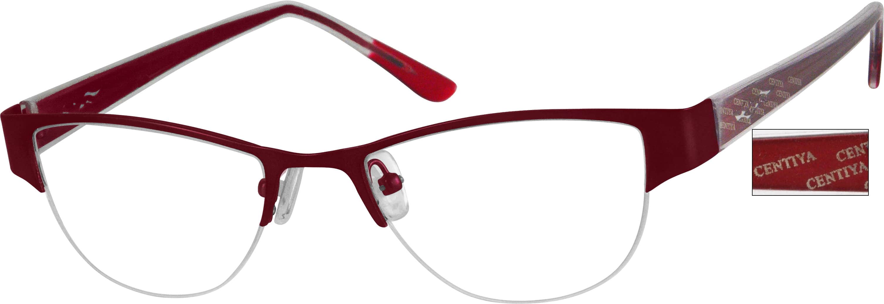 Red Stainless Steel Half Rim Frame 990118 Women Half Rim Mixed Materials Eyeglasses #990118
