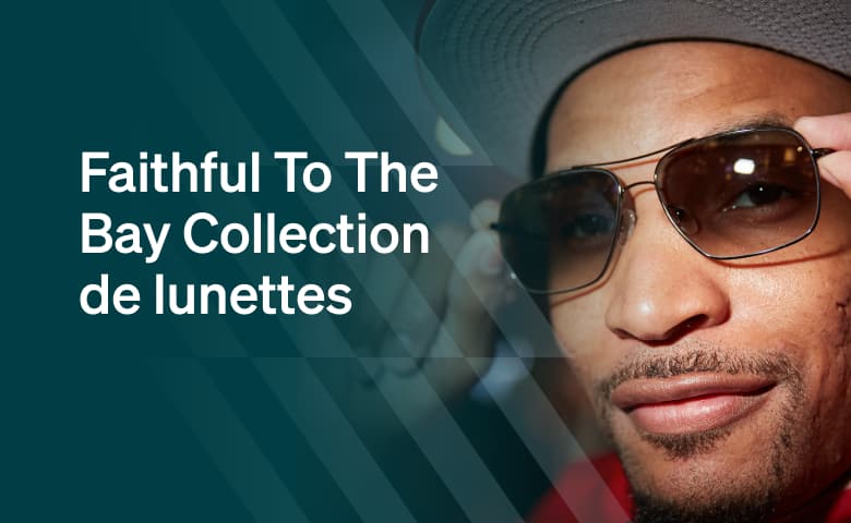 Un fan des San Francisco 49ers portant des lunettes de soleil aviateur « Presidio » Zenni de la collection « Faithful To The Bay ».