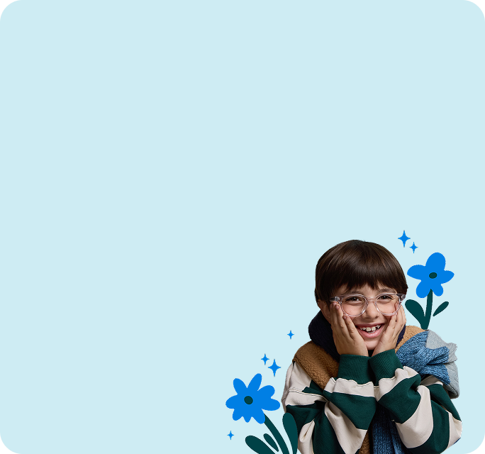 A child in striped sweater and a red-haired adult in glasses smile together against a light blue background with flower illustrations. The Bring Change to Mind logo appears with the words ‘15 years of talking about mental health’.