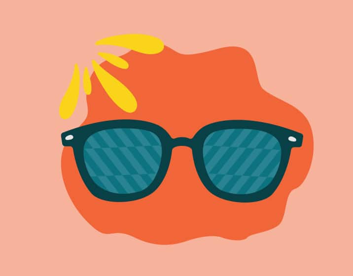 Illustration of sunglasses symbolizing UV Safety.
