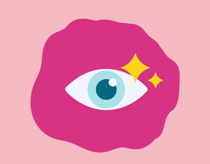 Illustration of an eye with sparkles, symbolizing clear vision and eye health.