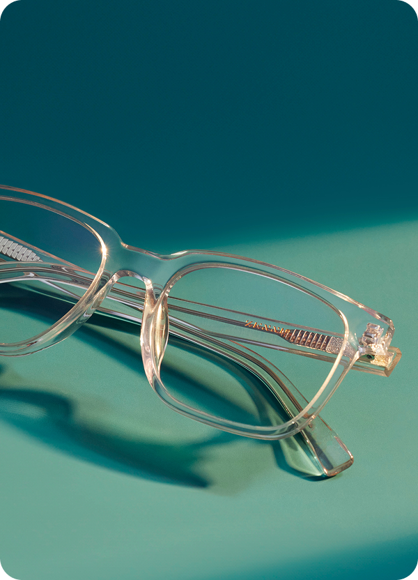 Clear “Zen Mode” Zenni square glasses, also available in sunglasses.