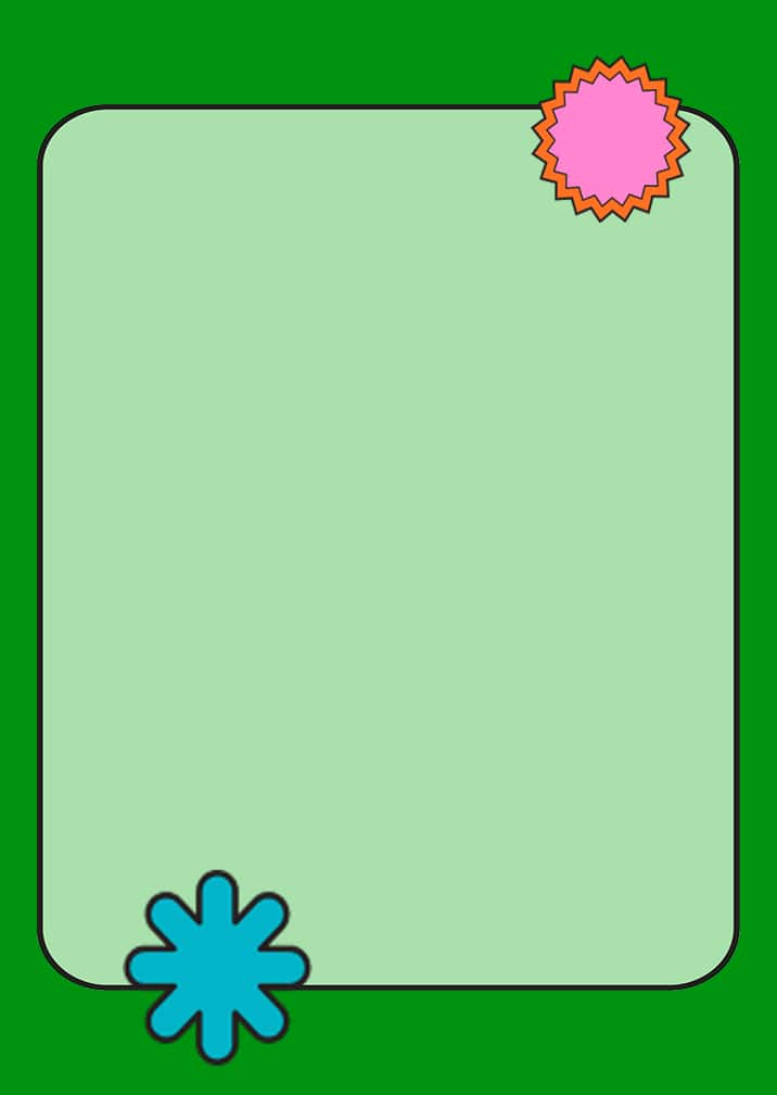 Quote card on green background with flower doodles.