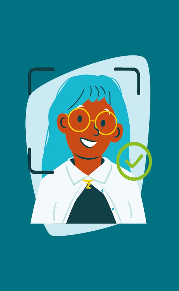 Virtual try-on illustration for shopping glasses online.