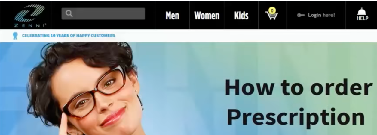 Zenni’s first website.