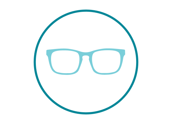 Illustration of the front view of a pair of glasses.