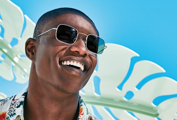 Image of a man wearing Zenni sunglasses outside in the sun.