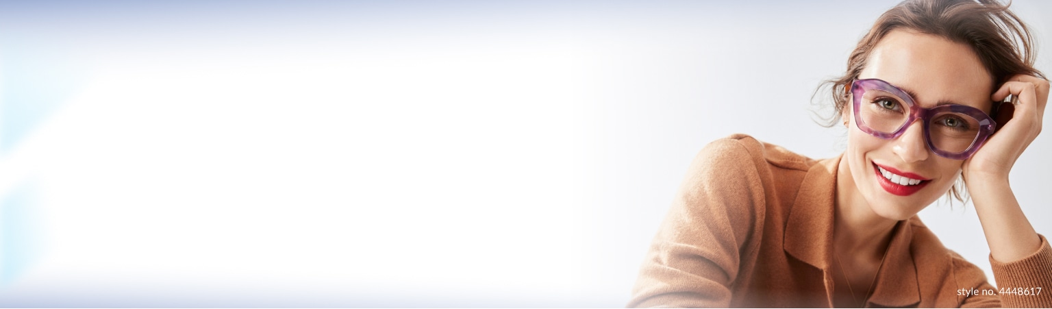 Image of a woman wearing Zenni glasses #4448617 with blokz lenses.