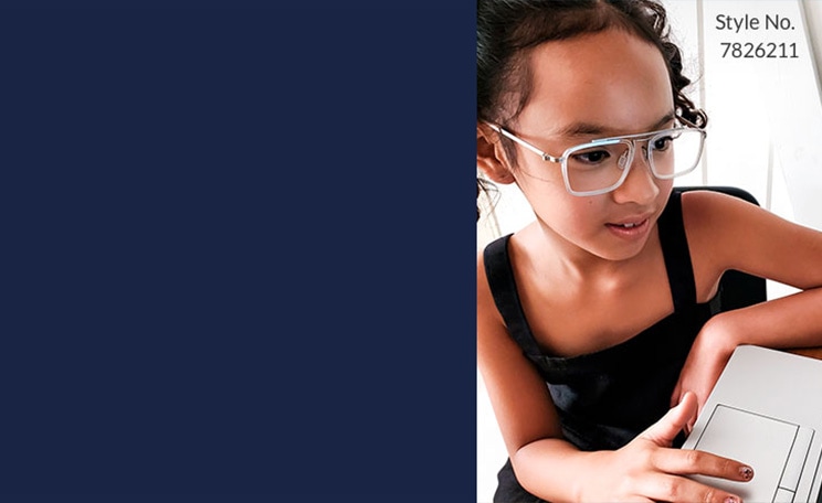 Blokz Trivex. Superior impact-resistant lenses with UV and blue-light protection. Learn more. Image of a young girl sitting in front of a laptop, wearing Zenni aviator glasses #7826211.