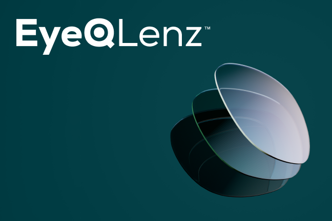 Three overlapping lens layers demonstrating the 3-in-1 protection of Zenni EyeQLenz.
