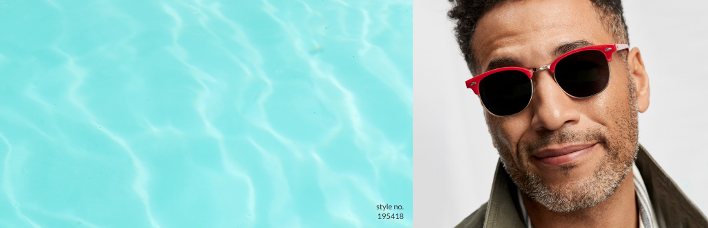 Image of a man wearing Zenni browline glasses #195418 as sunglasses, in front of a white background.