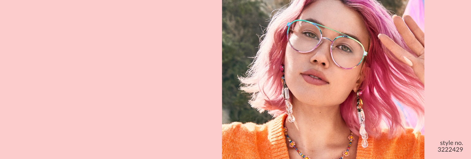 Image of a woman wearing zenni aviator glasses #3222229 outside.