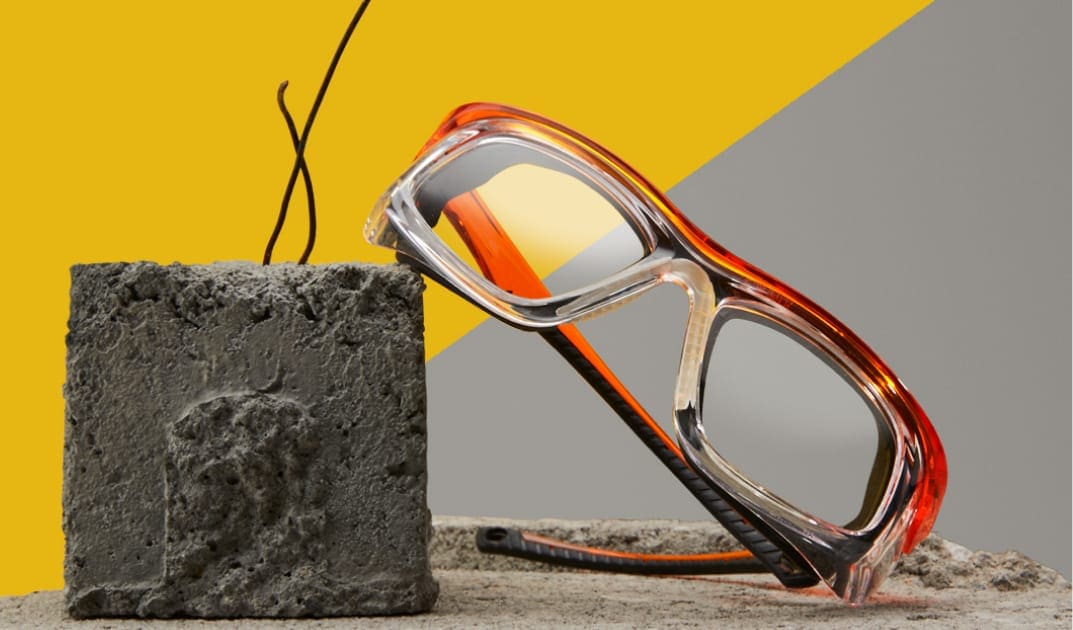 Image of Zenni ANSI Z87.1 safety glasses #749618 on a concrete slab.