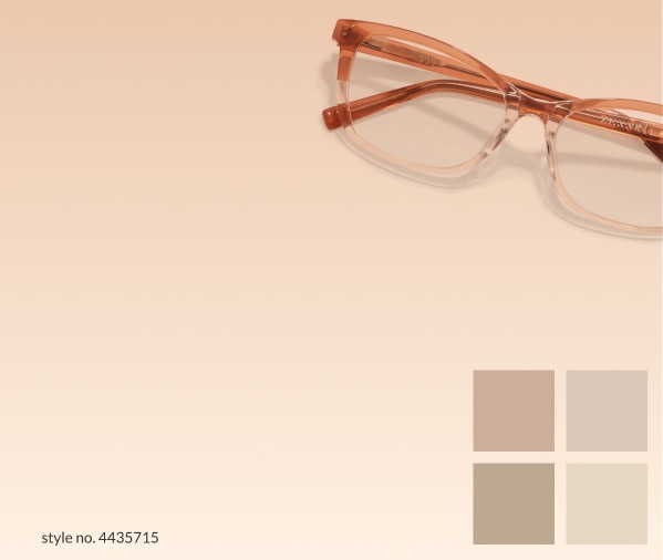 Champagne. Luxe, toasty tones worth celebrating. Shop champagne. Image of zenni rectangle glasses #4435715 against a tan background.