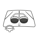 Illustration of sunglasses superimposed on a car windshield with the road in the background.