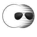 An illustration of glasses superimposed on a clear lens and a dark lens.