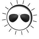 An illustration of sunglasses superimposed on the sun.